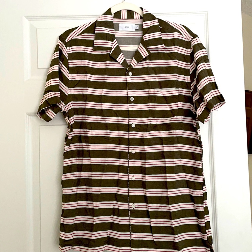 Onia Striped Button Down 100% viscose!